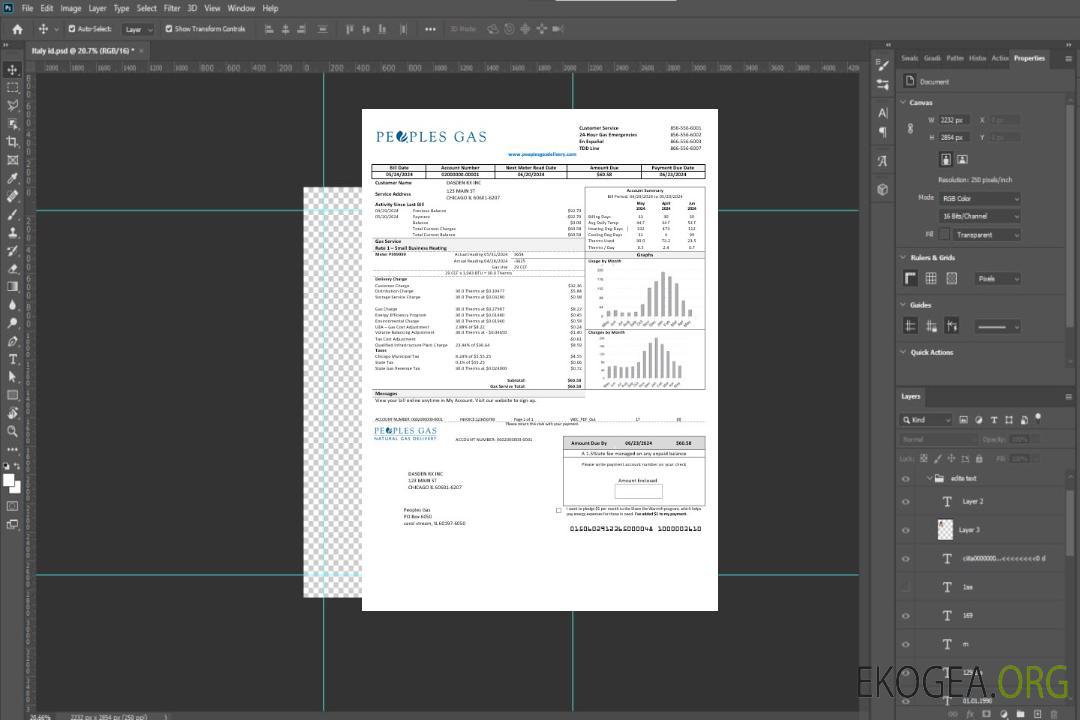 Modèle de facture de services publics pour les entreprises USA Illinois Peoples Gas aux formats Word et PDF template Modèle de facture de services publics pour les entreprises USA Illinois Peoples Gas aux formats Word et PDF template